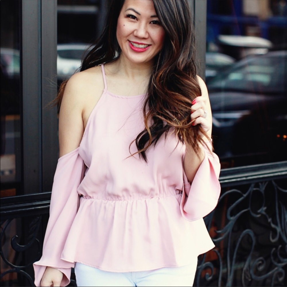 Pink Peplum Cold Shoulder Top - Super Pretty!